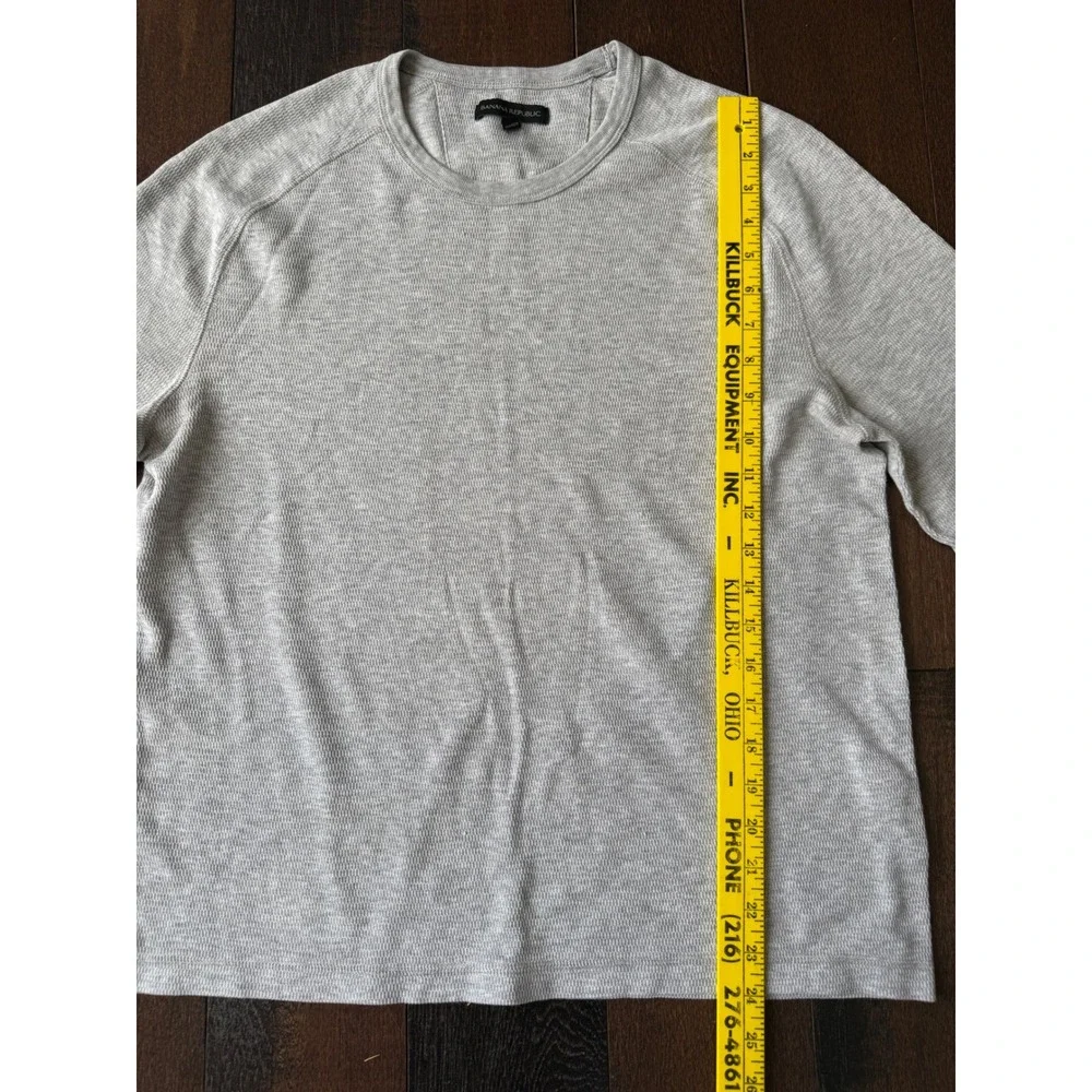 Banana Republic Mens Gray Long Sleeve Raglan Thermal Knit Shirt Size‎ Large